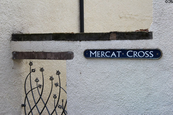 Mercat cross sign. Culross, Scotland.