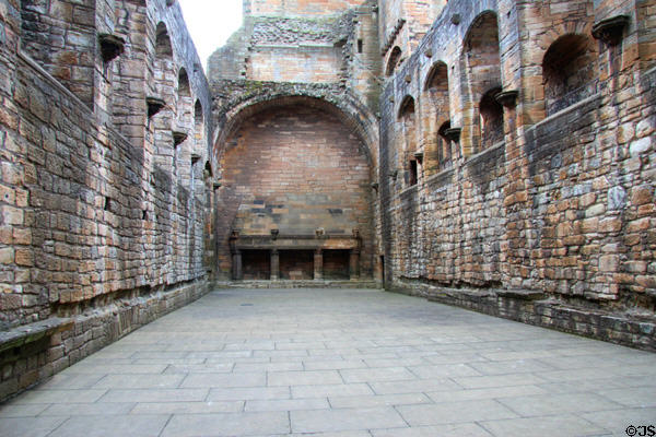 Great Hall built for James I (after 1424) at Linlithgow Palace. Linlithgow, Scotland.