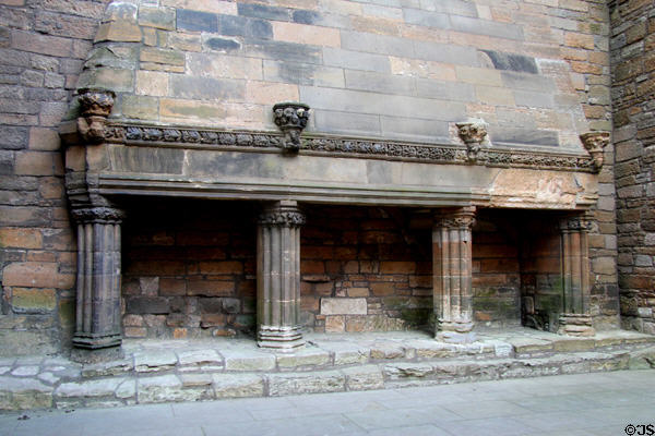 Great Hall fireplace at Linlithgow Palace. Linlithgow, Scotland.