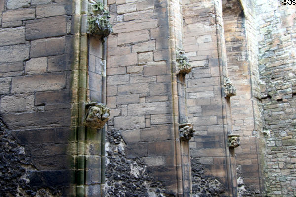 Pillar carvings at Linlithgow Palace. Linlithgow, Scotland.