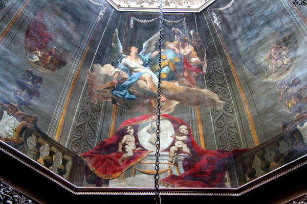 Restored paintings representing apotheosis of Hope family on cupola at Hopetoun House. Queensferry, Scotland.