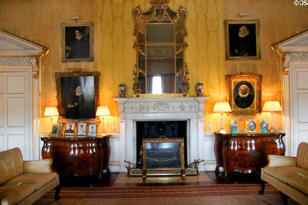 Chimney Piece (by Isaac Ware), gilt mirror (by John Linnell) in Yellow Drawing Room at Hopetoun House. Queensferry, Scotland.