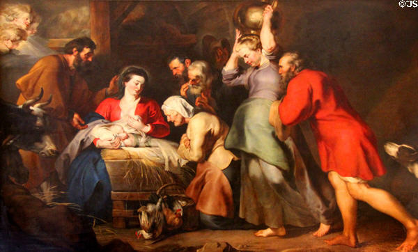Adoration of the Shepherds painting (1617) by Peter Paul Rubens & his studio in Yellow Drawing Room at Hopetoun House. Queensferry, Scotland.