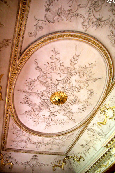 Rococo decoration on ceiling by John Dawson in Red Drawing Room at Hopetoun House. Queensferry, Scotland.