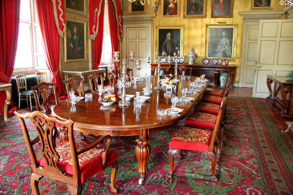 Mahogany dining table (c1840) in State Dining Room at Hopetoun House. Queensferry, Scotland.