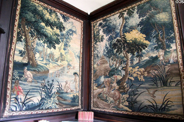 Verdures (Forest Work) tapestries (late 17thC) woven in Antwerp in White Satin Bedchamber at Hopetoun House. Queensferry, Scotland.