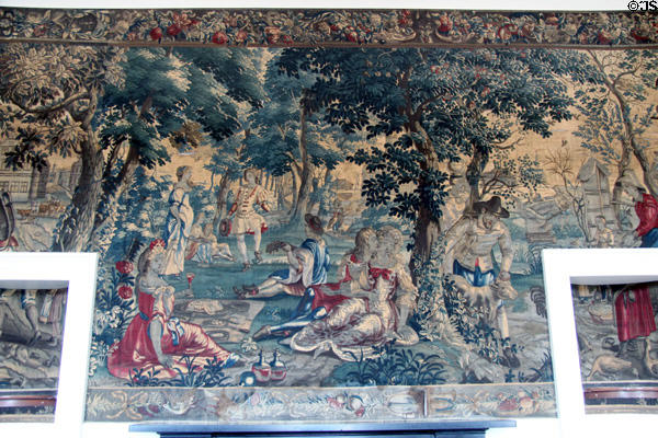 Tapestries cut to fit around doorways in Tapestry Room at Hopetoun House. Queensferry, Scotland.