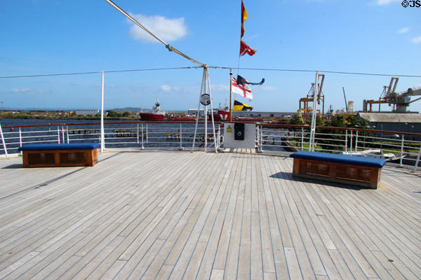 Verandah deck on Royal Yacht Britannia. Edinburgh, Scotland.