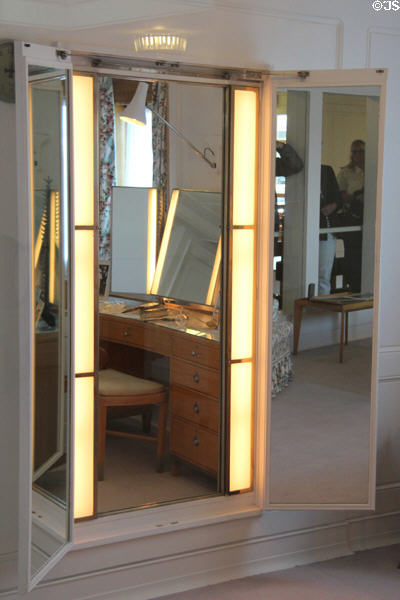 Full-length mirror in Queen's bedroom on Royal Yacht Britannia. Edinburgh, Scotland.