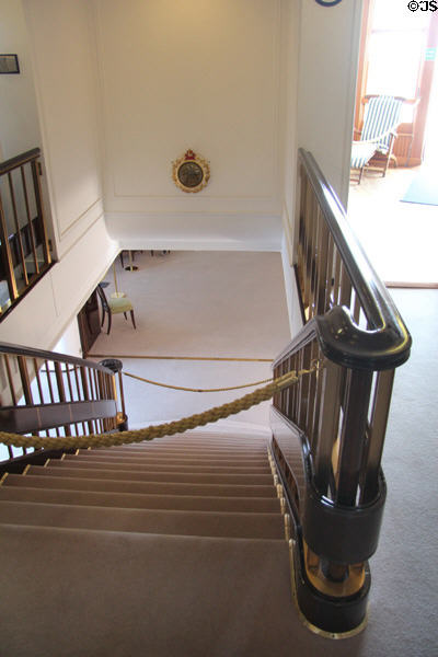 Stairway in royal area on Royal Yacht Britannia. Edinburgh, Scotland.