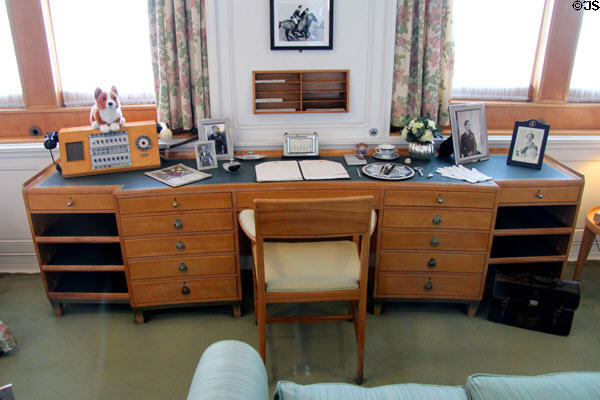 Queen's sitting room & office on Royal Yacht Britannia. Edinburgh, Scotland.
