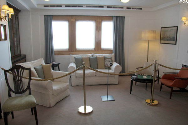 Anteroom to drawing room on Royal Yacht Britannia. Edinburgh, Scotland.