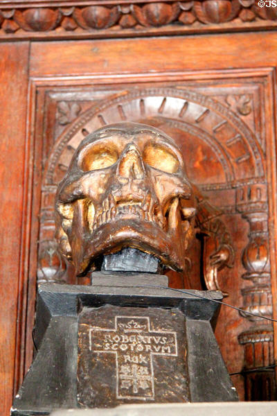 Plaster model of skull of Robert the Bruce made when his Dumfermline tomb opened (1818) at Abbotsford House. Melrose, Scotland.