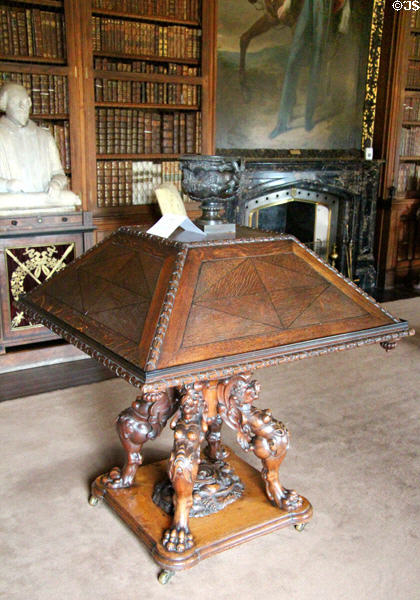 Large four-sided lectern (1820-30) by Joseph Shillinglaw in library at Abbotsford House. Melrose, Scotland.