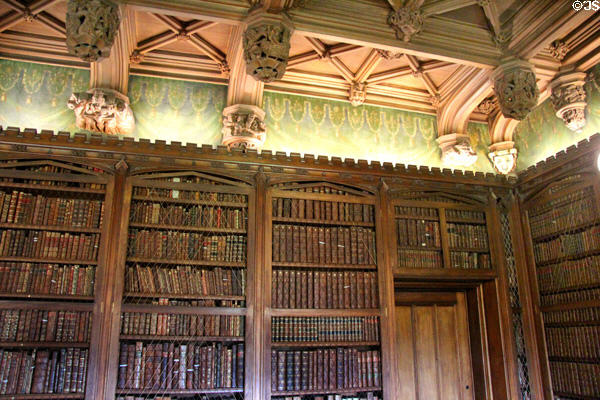 Library ceiling & bookcase detail at Abbotsford House. Melrose, Scotland.