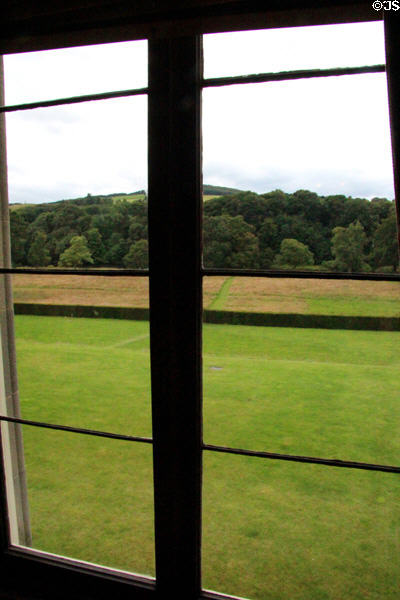 View from library window at Abbotsford House. Melrose, Scotland.