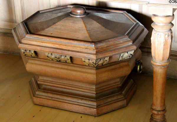 Octagonal oak wine cooler (1819) by George Bullock of Liverpool at Abbotsford House. Melrose, Scotland.