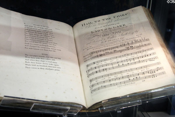 Scott's copy of his poem "Lady of the Lake" (1810) at museum of Abbotsford House. Melrose, Scotland.