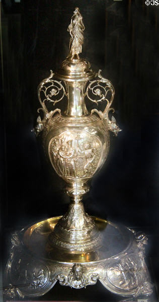 "Lady of the Lake" silver centerpiece (1880-1) by Mackay, Cunningham & Co. of Edinburgh at museum of Abbotsford House. Melrose, Scotland.