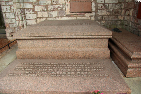 Tomb of Sir Walter Scott at Dryburgh Abbey. Scotland.