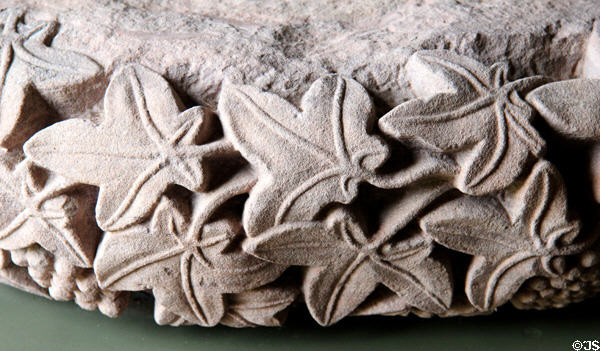 Carved stone corbel with leaves at Dryburgh Abbey. Scotland.