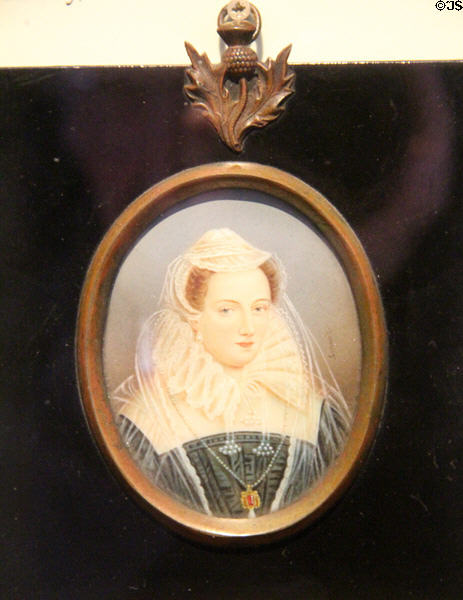 Miniature portrait (late 19thC) of Mary Queen of Scots at Mary Queen of Scots House. Jedburgh, Scotland.