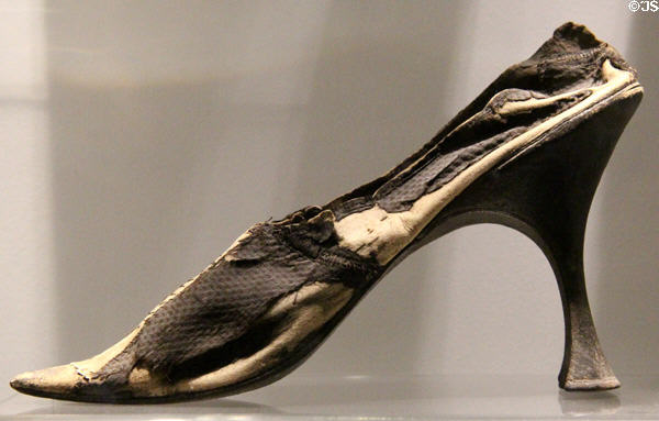 Mary Queen of Scots' shoe said to have discarded when heel broke during Jedburgh visit at Mary Queen of Scots House. Jedburgh, Scotland.