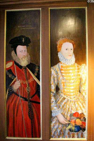 Portraits of William Cecil, Lord Burghley & Queen Elizabeth I at Mary Queen of Scots House. Jedburgh, Scotland.