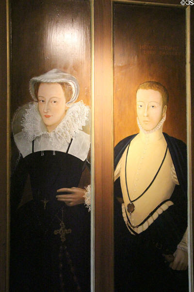 Portraits of Mary & 2nd husband Henry Stewart, Lord Darnley at Mary Queen of Scots House. Jedburgh, Scotland.