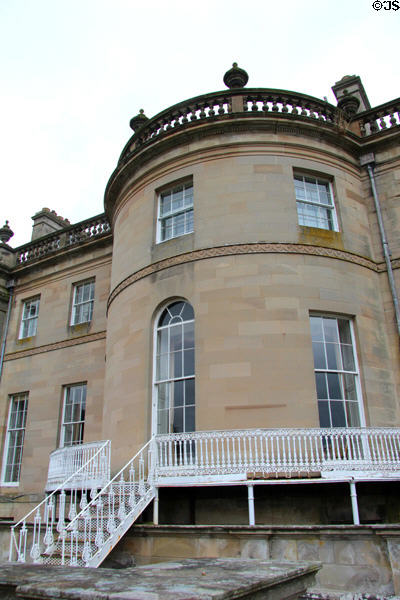 Projecting round room on garden facade Manderston House. Duns, Scotland.