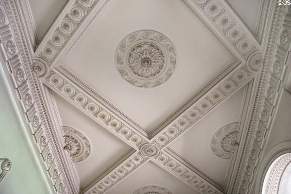 Hall ceiling with Adamesque themes interpreted by John Kinross at Manderston House. Duns, Scotland.