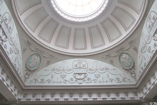 Domed skylight with Adamesque themes interpreted by John Kinross in Hall at Manderston House. Duns, Scotland.