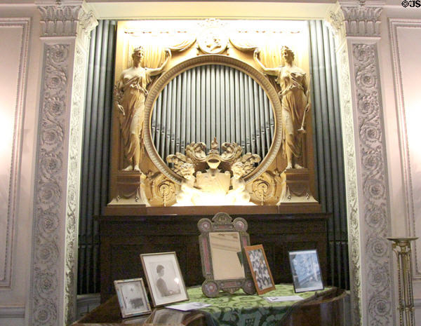 Organ pipes in Hall at Manderston House. Duns, Scotland.
