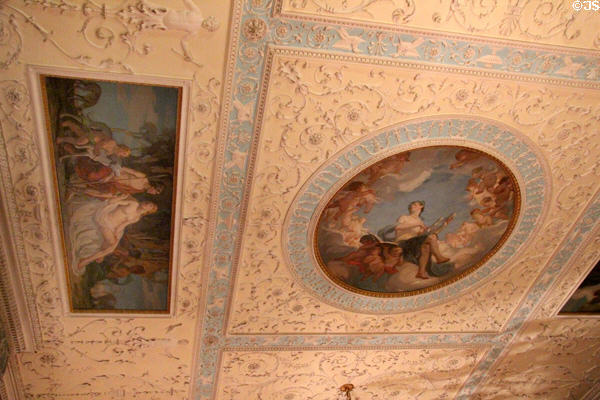 Adamesque ballroom ceiling with paintings (1905) by Robert Hope at Manderston House. Duns, Scotland.