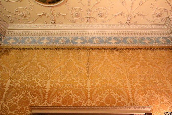 Adamesque ballroom ceiling & wallpaper at Manderston House. Duns, Scotland.