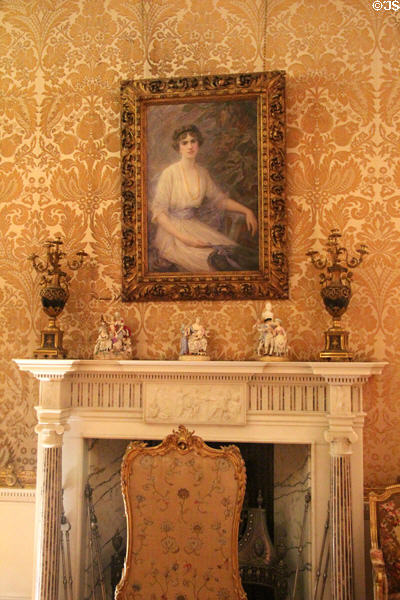 Family portrait over fireplace in ballroom at Manderston House. Duns, Scotland.