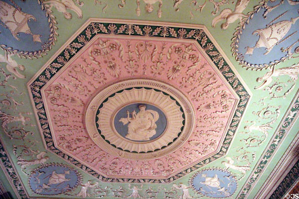 Drawing room Adamesque ceiling at Manderston House. Duns, Scotland.