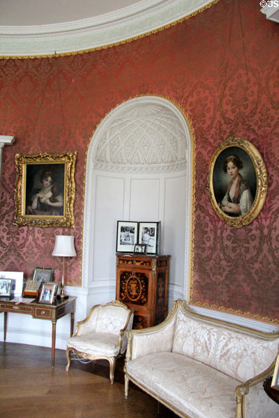 Oval morning room with alcove at Manderston House. Duns, Scotland.