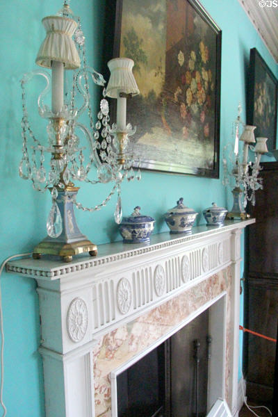 Fireplace in north bedroom at Manderston House. Duns, Scotland.