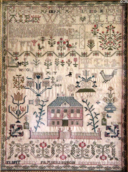 Antique Scottish sampler (1812) with Lord's prayer at Manderston House. Duns, Scotland.