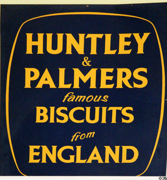 Huntley & Palmers famous Biscuits from England sign at Manderston House. Duns, Scotland.