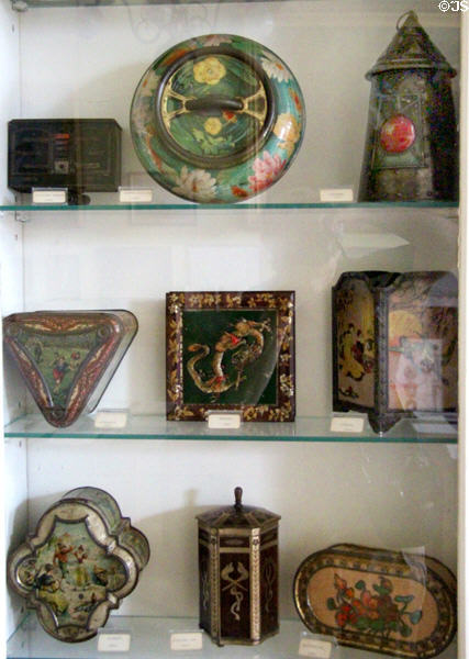 Palmer souvenir biscuit tins (early 1900s) at Manderston House. Duns, Scotland.