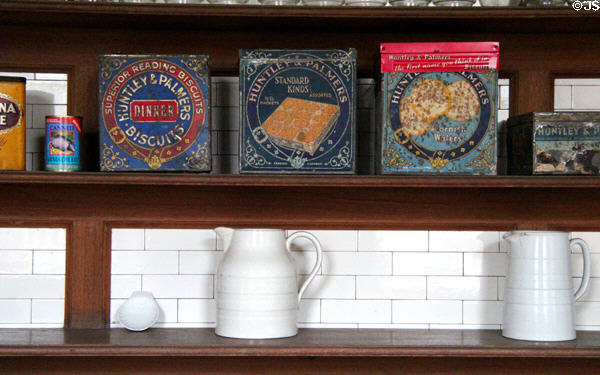 Biscuit tins & pitchers at Manderston House. Duns, Scotland.
