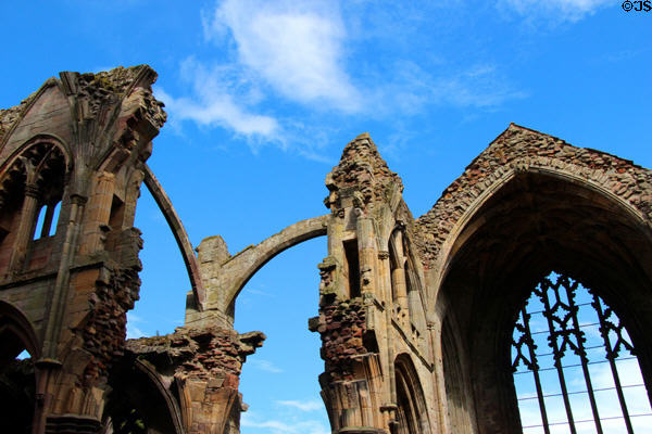 15th C arches at Melrose Abbey. Melrose, Scotland.