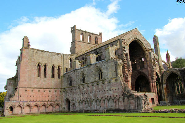 Northern aspect of Melrose Abbey. Melrose, Scotland.