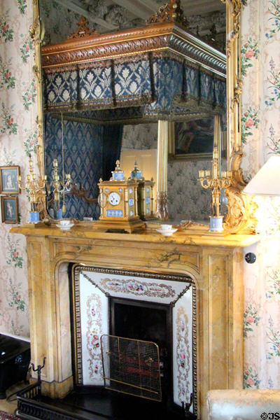 Fireplace in grand bed chamber at Thirlestane Castle. Scotland.