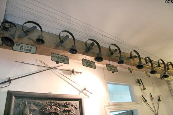 Servant's bells in entrance hall at Traquair House. Scotland.