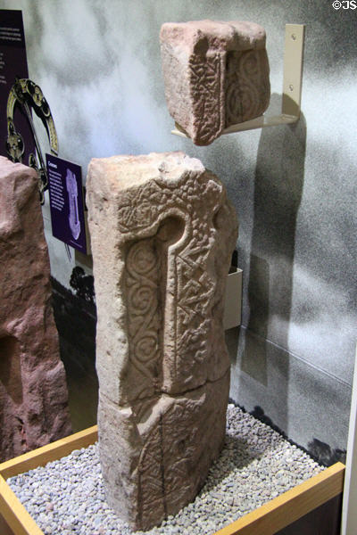 Collection of stone carvings by Picts at St Vigeans Museum. Arbroath, Scotland.