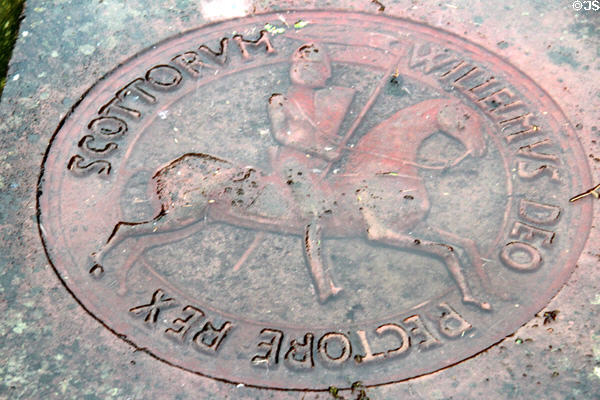 Plaque of William I (the Lion) King of Scotts who is buried at Arbroath Abbey. Arbroath, Scotland.