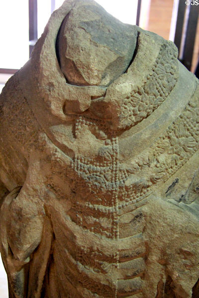 Stone effigy (14thC) thought to represent Thomas Beckett at Arbroath Abbey. Arbroath, Scotland.